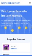 How gamesinbrowser.com looks like on a mobile device such as an iPhone.