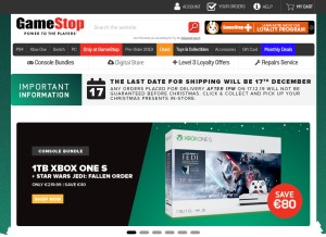 How gamestop.ie looks like on a tablet such as an iPad.