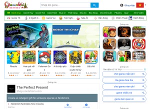 How gamevui.com looks like on a tablet such as an iPad.