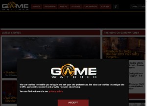 How gamewatcher.com looks like on a tablet such as an iPad.