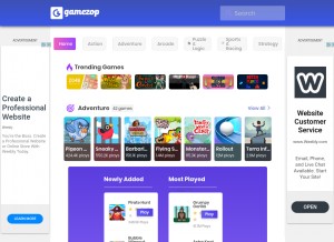 How gamezop.com looks like on a tablet such as an iPad.