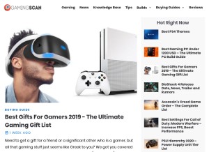 How gamingscan.com looks like on a tablet such as an iPad.