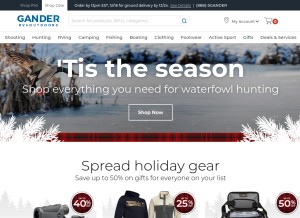 How ganderoutdoors.com looks like on a tablet such as an iPad.