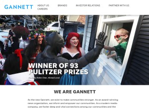 How gannett.com looks like on a tablet such as an iPad.