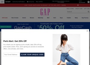 How gap.com looks like on a tablet such as an iPad.