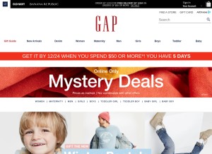 How gapcanada.ca looks like on a tablet such as an iPad.