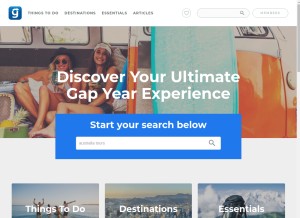 How gapyear.com looks like on a tablet such as an iPad.