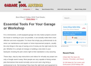 How garagetooladvisor.com looks like on a tablet such as an iPad.