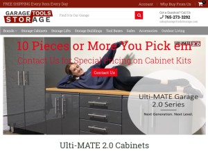 How garagetoolsstorage.com looks like on a tablet such as an iPad.