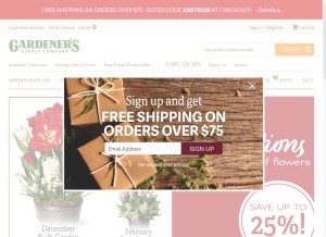 How gardeners.com looks like on a tablet such as an iPad.