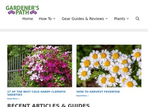 How gardenerspath.com looks like on a tablet such as an iPad.