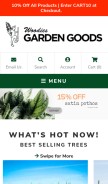 How gardengoodsdirect.com looks like on a mobile device such as an iPhone.
