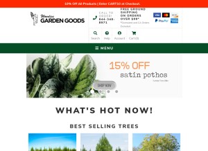 How gardengoodsdirect.com looks like on a tablet such as an iPad.