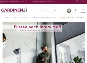 How gardinen21.de looks like on a tablet such as an iPad.