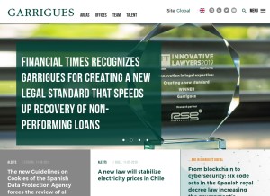 How garrigues.com looks like on a tablet such as an iPad.