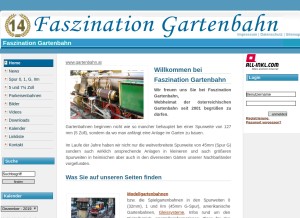 How gartenbahn.at looks like on a tablet such as an iPad.