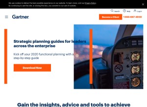 How gartner.com looks like on a tablet such as an iPad.