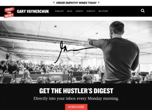 How garyvaynerchuk.com looks like on a tablet such as an iPad.