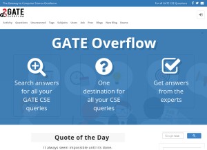 How gateoverflow.in looks like on a tablet such as an iPad.