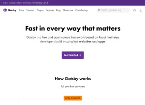 How gatsbyjs.org looks like on a tablet such as an iPad.