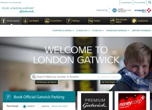 How gatwickairport.com looks like on a tablet such as an iPad.