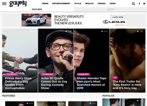 How gayety.co looks like on a tablet such as an iPad.