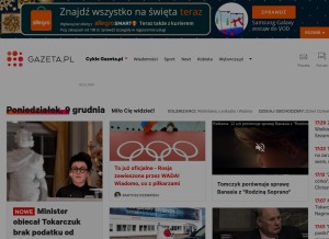 How gazeta.pl looks like on a tablet such as an iPad.
