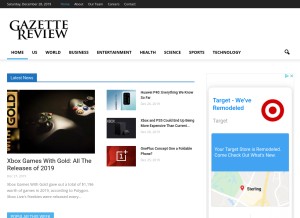 How gazettereview.com looks like on a tablet such as an iPad.
