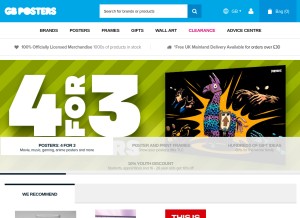 How gbposters.com looks like on a tablet such as an iPad.