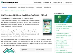 How gbwhatsap.org looks like on a tablet such as an iPad.