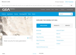 How gea.com looks like on a tablet such as an iPad.