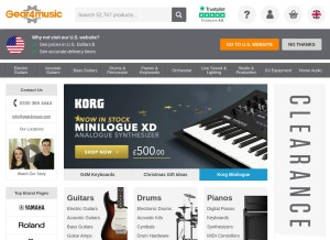 How gear4music.com looks like on a tablet such as an iPad.