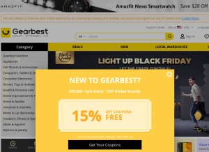 How gearbest.com looks like on a tablet such as an iPad.
