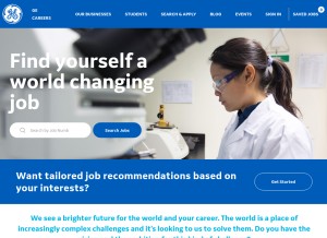 How gecareers.com looks like on a tablet such as an iPad.