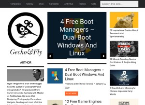 How geckoandfly.com looks like on a tablet such as an iPad.