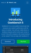 How geekbench.com looks like on a mobile device such as an iPhone.