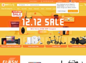 How geekbuying.com looks like on a tablet such as an iPad.