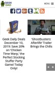 How geekdad.com looks like on a mobile device such as an iPhone.