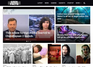 How geekfacts.me looks like on a tablet such as an iPad.