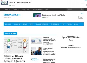 How geeksscan.com looks like on a tablet such as an iPad.