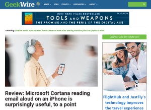 How geekwire.com looks like on a tablet such as an iPad.