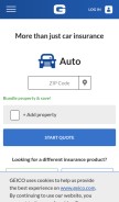 How geico.com looks like on a mobile device such as an iPhone.