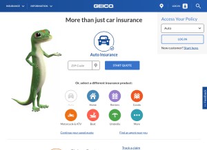 How geico.net looks like on a tablet such as an iPad.