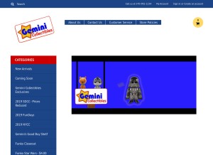 How geminicollectibles.net looks like on a tablet such as an iPad.