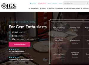 How gemsociety.org looks like on a tablet such as an iPad.