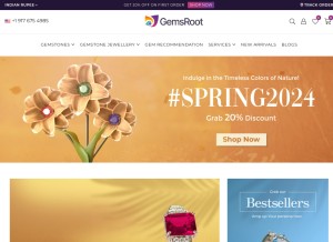 How gemsroot.com looks like on a tablet such as an iPad.