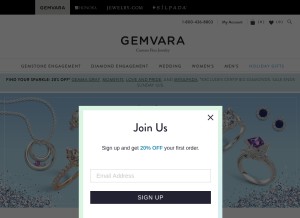 How gemvara.com looks like on a tablet such as an iPad.