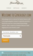 How genealogy.com looks like on a mobile device such as an iPhone.