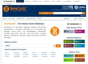 How genecards.org looks like on a tablet such as an iPad.