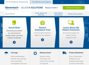 How genentech-access.com looks like on a tablet such as an iPad.